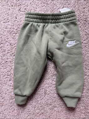 Nike Olive Green Fleece Joggers with White Logo